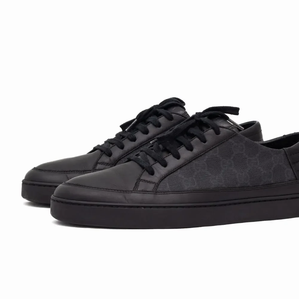 Gucci Black GG Monogram Supreme Canvas and Leather Low Top Sneakers US:11